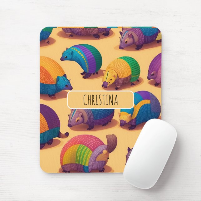 Armadillo Pastel Colourful Personalised Pattern Mouse Pad (With Mouse)
