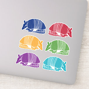 Armadillo Sticker Sheet 6 Colorful Armadillos