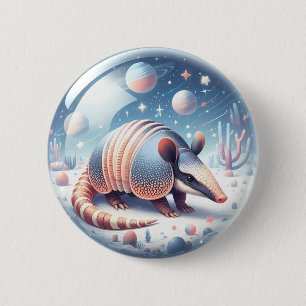 Armadillo with Cosmic Background 6 Cm Round Badge