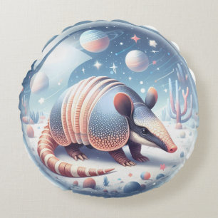 Armadillo with Cosmic BackgroundArm Round Cushion
