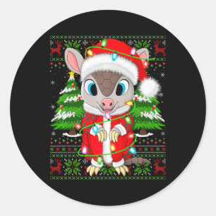 Armadillo Xmas Sweater Style Ugly Santa Armadillo Classic Round Sticker