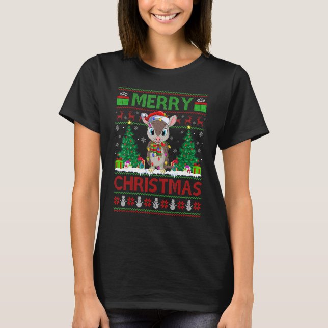 Armadillo  Xmas Tree Ugly Santa Armadillo Christma T-Shirt (Front)