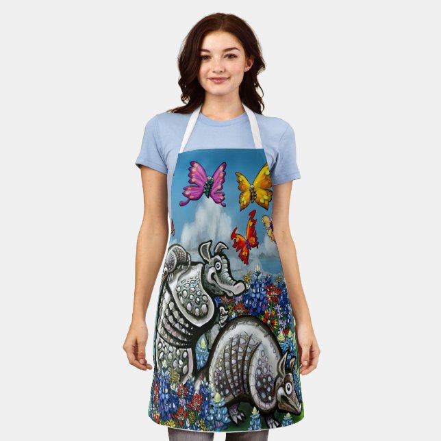 Armadillos Bluebonnets n Butterflies Apron (Worn)