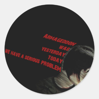 armageddon classic round sticker