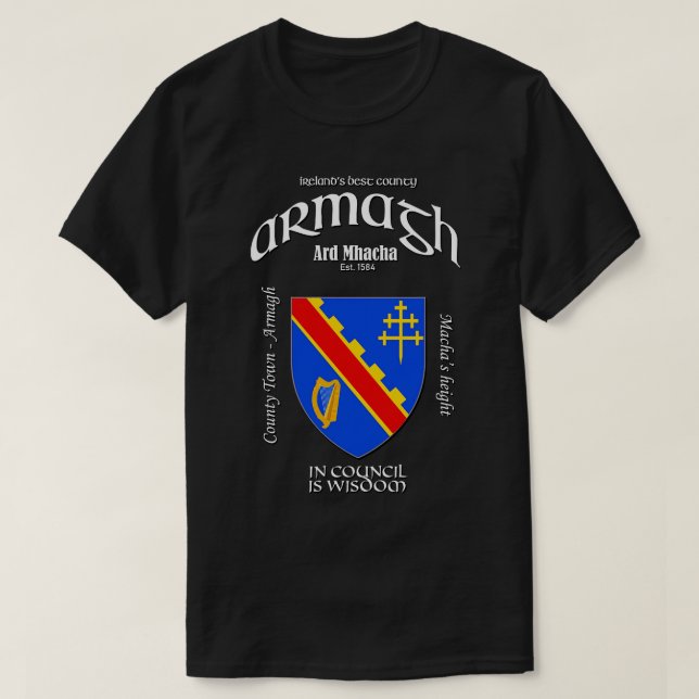 Armagh Ireland Irish Crest Coat of Arms T-Shirt (Design Front)