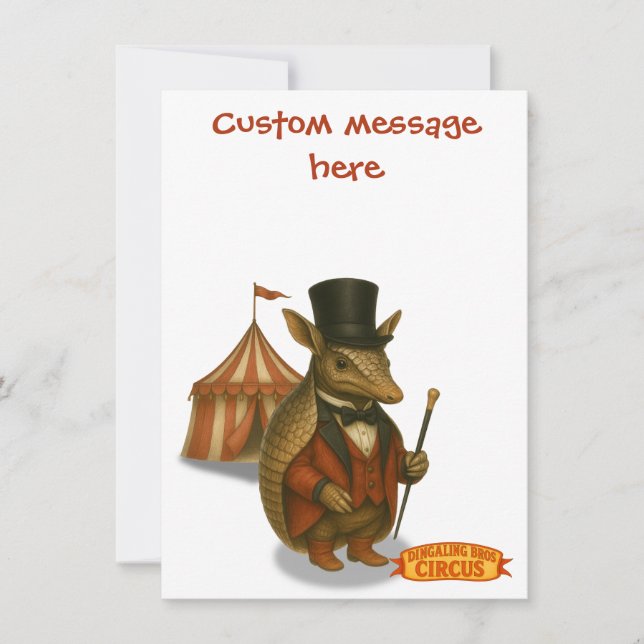 Armand, armadillo ringmaster thank you card (Front)
