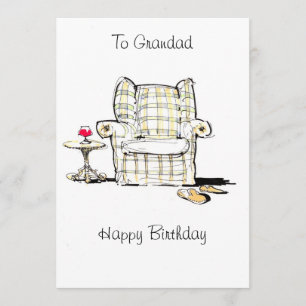 Armchair, Slippers and Wine Birthday Card