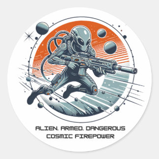 Armed Alien Dangerous Classic Round Sticker