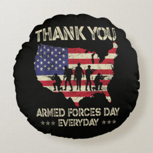 Armed Forces Day Round Cushion