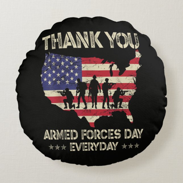 Armed Forces Day Round Cushion (Front)