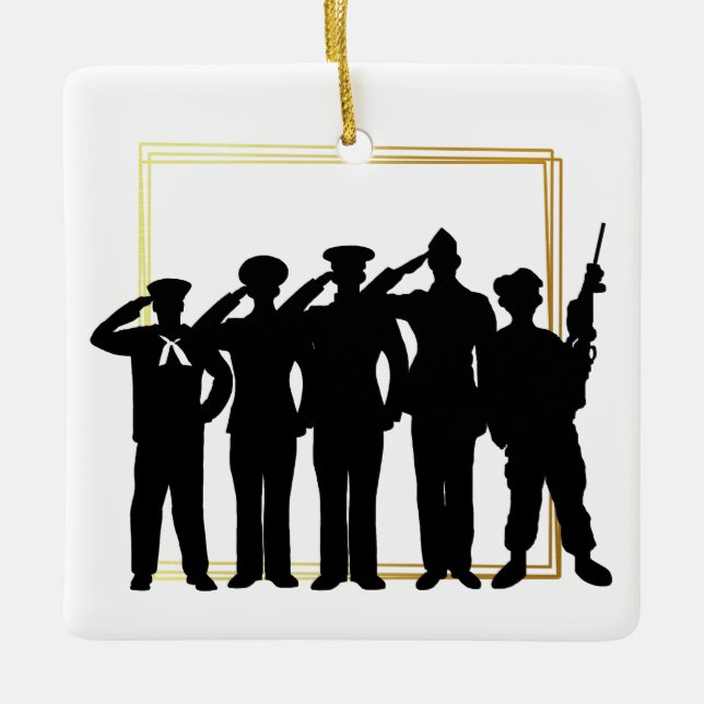 Armed Forces Day Silhouettes Christmas Ornament  (Front)