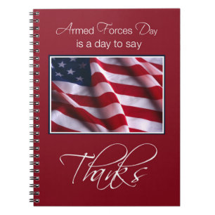Armed Forces Day Thank You Patriotic Americ Flag Spiral Notebook