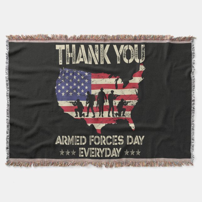 Armed Forces Day Throw Blanket (Front)