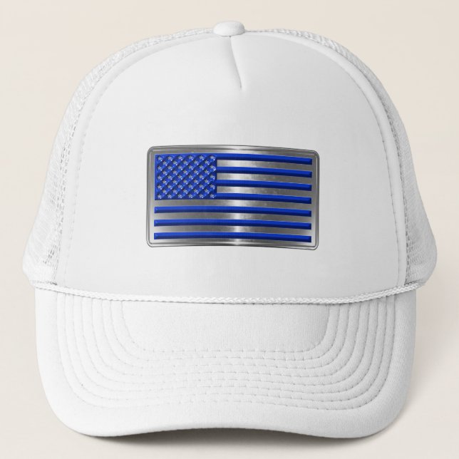 Armed Forces & Law Enforcement USA Flag Tribute Trucker Hat (Front)