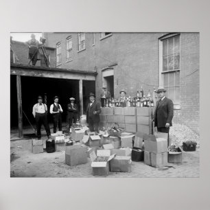ARMED PROHIBITION AGENTS SEIZE LIQUOR 1922 POSTER