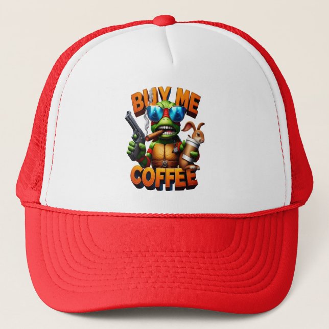 Armed Reptiles Morning Brew Buy Me A Coffee Trucker Hat (Front)