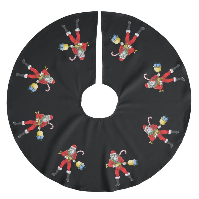 Armed Santa Claus Brushed Polyester Tree Skirt (Front)