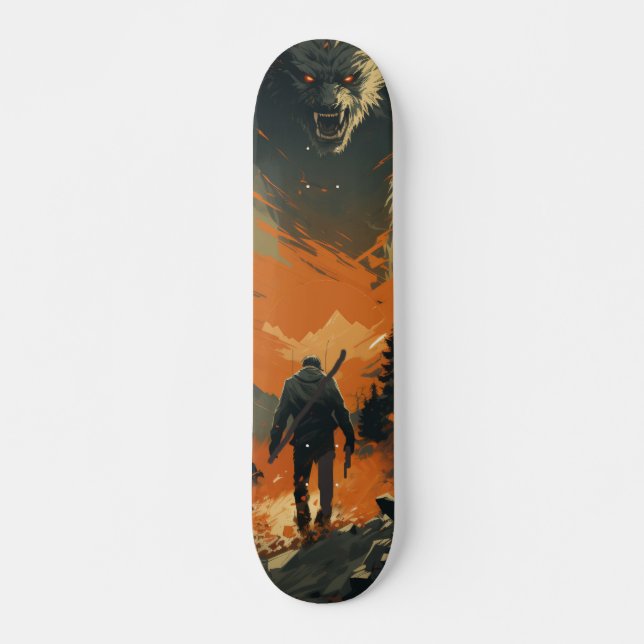 Armed warrior skateboard looking for a monster (Front)