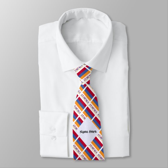 Armenia and Armenian Flag Tiled with Name Tie (Tied)