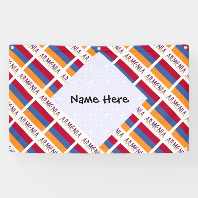 Armenia Armenian Flag Tiled Black Personalisation  Banner (Horizontal)