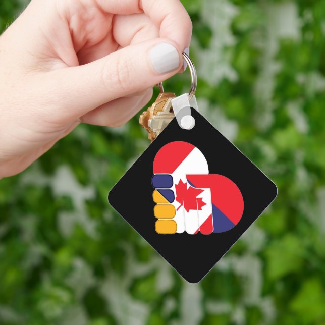Armenia Canada Flags Keychain (Hand)