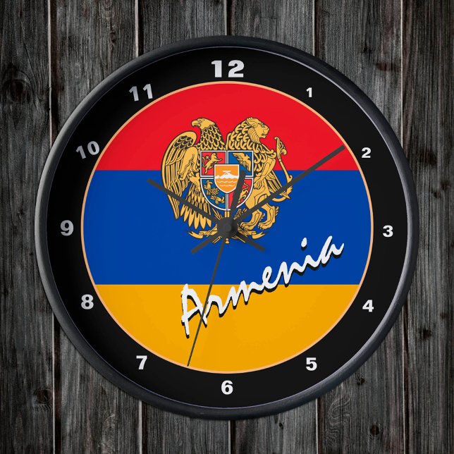 Armenia Clock, Modern home decor, Armenian Flag Round Clock (Creator Uploaded)