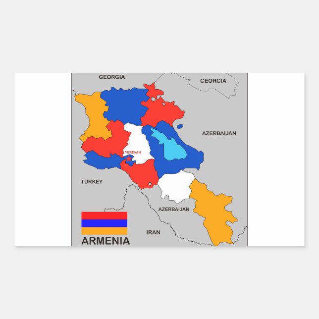armenia country political map flag rectangular sticker (Front)