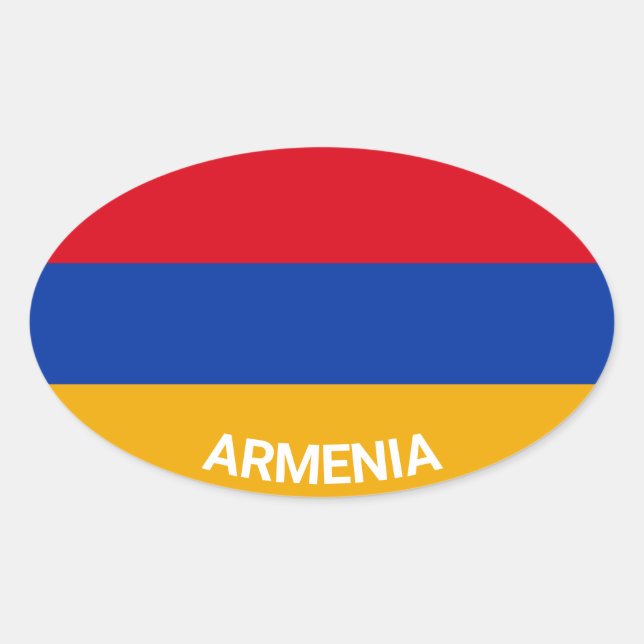 Armenia Eurio-Style Oval Flag With Name Oval Sticker (Front)