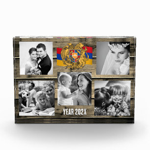 Armenia family photo block,  Armenian flag, wood Block