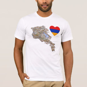 Armenia Flag Heart and Map T-Shirt