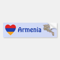 Armenia Flag Heart + Map Bumper Sticker