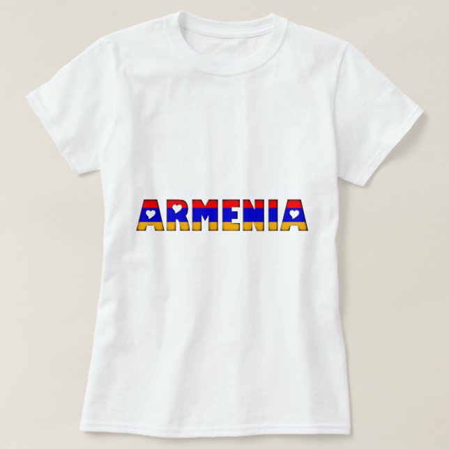 Armenia Hearts Typography Country Flag T-Shirt (Design Front)