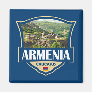 Armenia Illustration Retro Badge Magnet