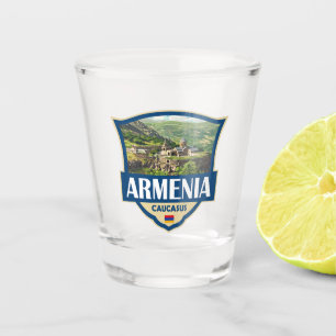 Armenia Illustration Retro Badge Shot Glass