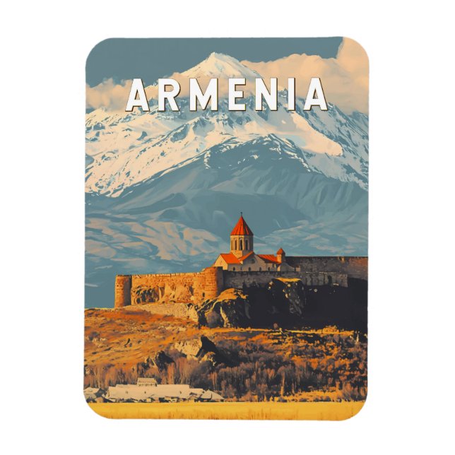 Armenia Illustration Travel Art Vintage Magnet (Vertical)