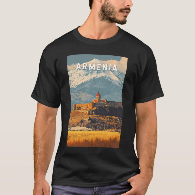 Armenia Illustration Travel Art Vintage T-Shirt (Front)