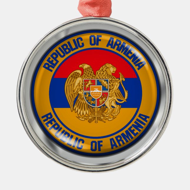Armenia Round Emblem Metal Tree Decoration (Front)