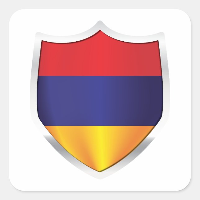 Armenia Silver Shield Flag Square Sticker (Front)
