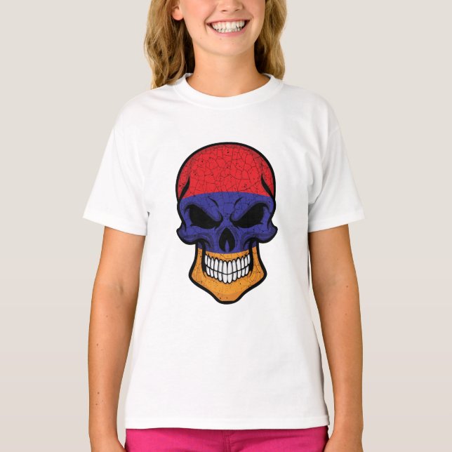 Armenia Smiling Skull Flag T-Shirt (Front)