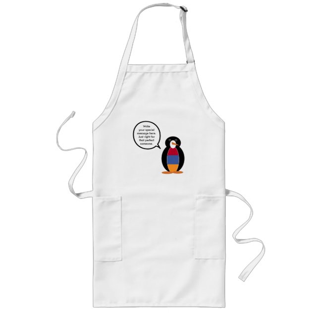 Armenia Talking Ms Penguin Personalized  Long Apron (Front)