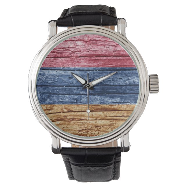 Armenia wooden flag watch (Front)