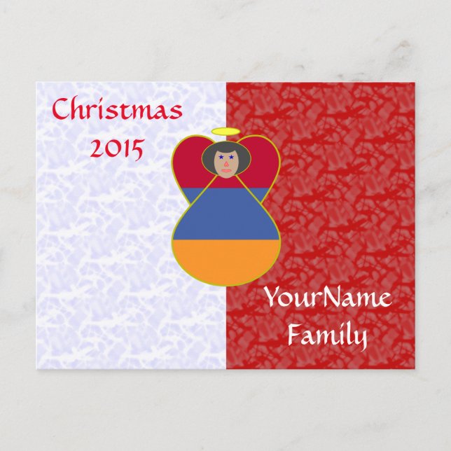 Armenian Angel Black Hair Dressed in Flag Holiday Postcard (Front)