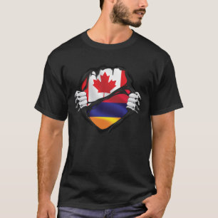 Armenian Canadian Hands Ripped Roots Flag T-Shirt