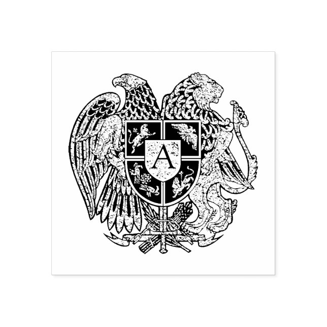 Armenian Coat of Arms Monogram Rubber Stamp (Imprint)