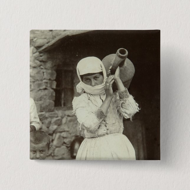 Armenian country girl, Yerevan 15 Cm Square Badge (Front)