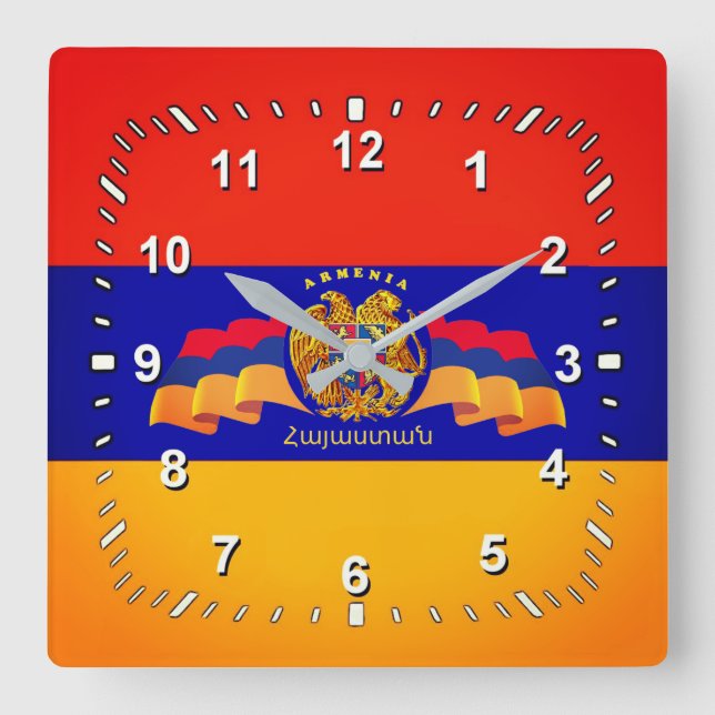 Armenian Flag ( Հայկական դրոշ ) Acrylic Wall Clock (Front)