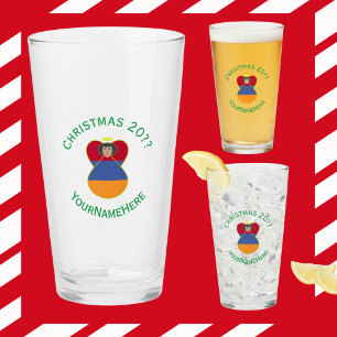 Armenian Flag Angel Christmas Personalised Glass