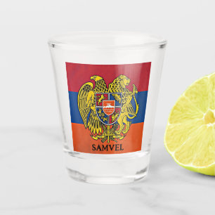 Armenian Flag Coat of Arms Heraldic Sign Hayastan Shot Glass