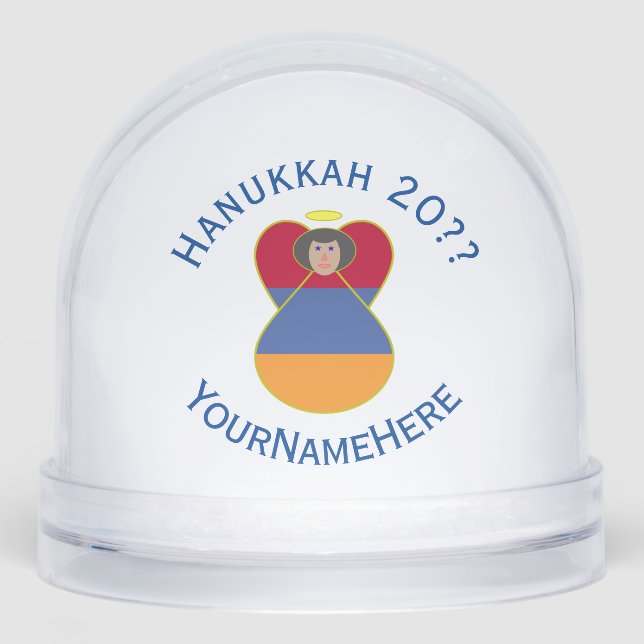 Armenian Flag Hanukkah Angel Personalise  Snowglobe (Front)