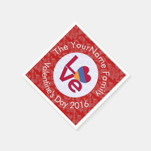 Armenian Flag Heart LOVE Red Personalised Text Napkin